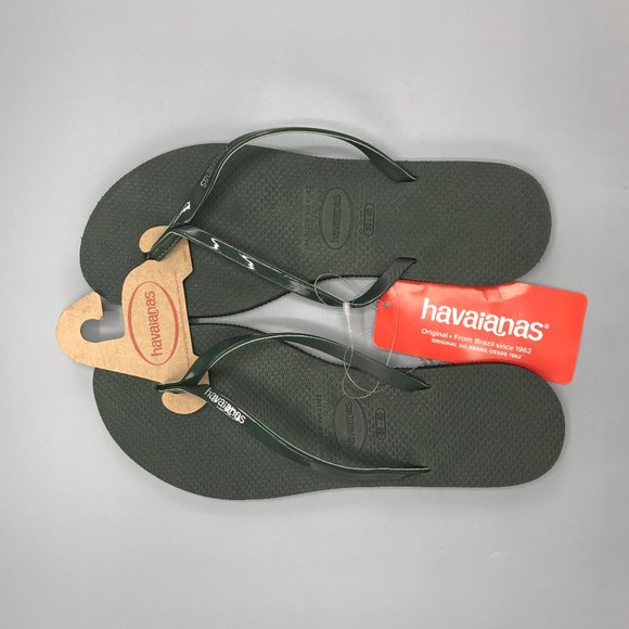 Havaianas Shoes - Havianans Thong Flip Flops in Green Olive